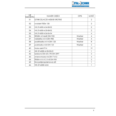 Katalog części zamiennych Włóka 2 siłowniki 6000-4